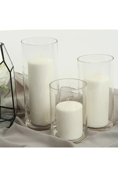 chandelle Dekoratif 3’lü Cam Mumluk Seti