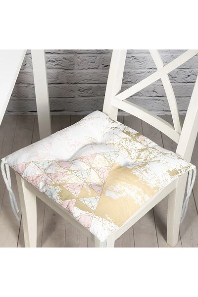 Realhomes Digital Printed Modern Pouf Chair Cushion with Triangle Pattern on Colorful Floor
