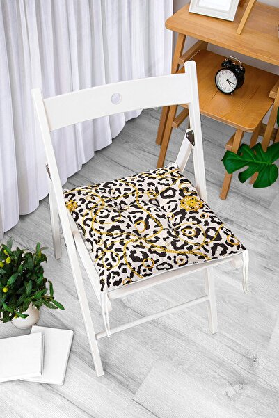 Realhomes Moderni mekani jastuk za stolicu sa zebrastim uzorkom i zlatnim det...