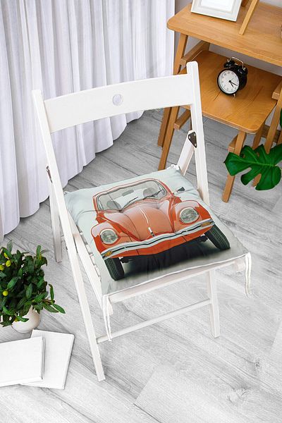 Realhomes Classic Car Retro Motif Digital Printed Modern Fluffy Chair Cushion