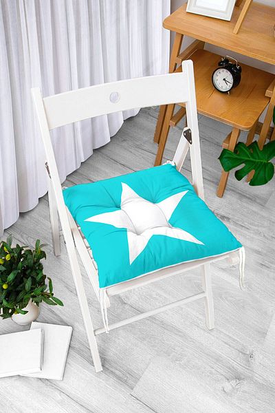 Realhomes White Star Pattern - Digital Printed Modern Fluffy Chair Cushion