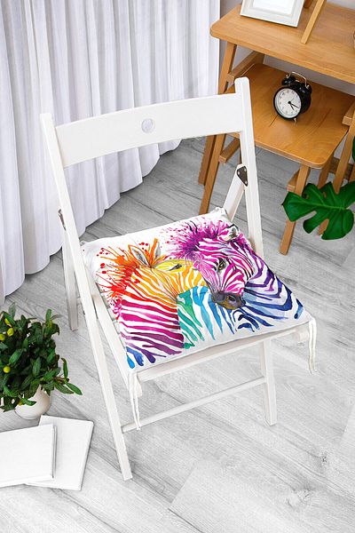 Realhomes Zebra Patterned Digital Printed Fluffy Square Chair Cushion