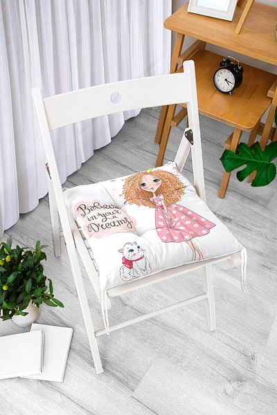 Realhomes Cute Motif Digital Printed Fluffy Square Chair Cushion