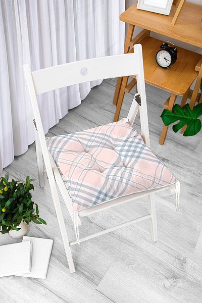 Realhomes Pink Floor Plaid Patterned Special Design Fluffy Chair Cushion
