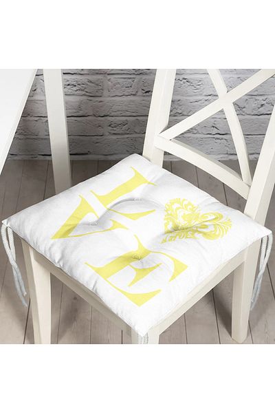 Realhomes Love Themed Digital Printed Fluffy Square Chair Cushion