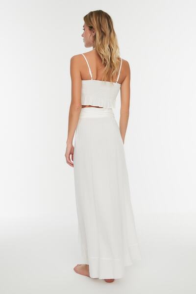 Trendyol Collection Пляжний одяг Екрю максі ткана спідниця кльош TBESS19WV0004