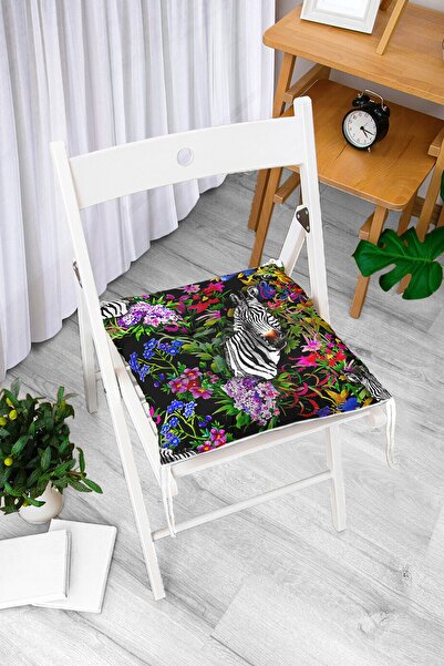 Realhomes Чорна підлога з цифровим принтом Amazon Zebra на подушці для стільця