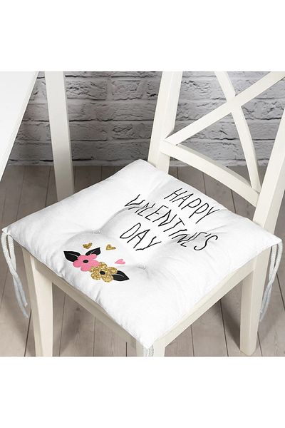 Realhomes Happy Valentine's Day Written Digital Printed Fluffy Chair Cushion