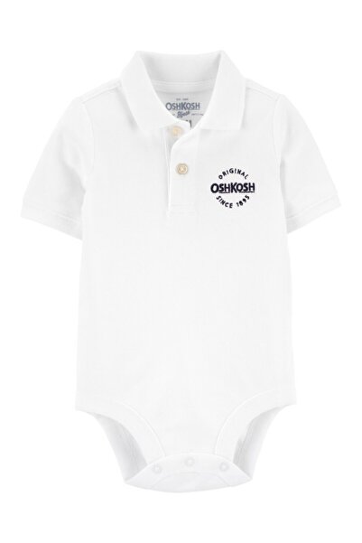 Oshkosh B’Gosh Erkek Bebek Kısa Kollu Polo Yaka Body Beyaz