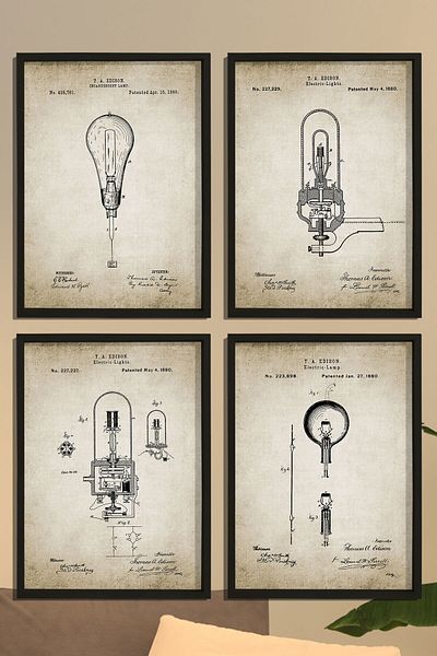 Dekor Loft Set de brevete pentru bec Edison din 1880, cu cadru din pin natural