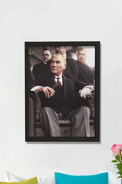 Dekor Loft Tablou Ataturk cu rama din lemn natural de pin
