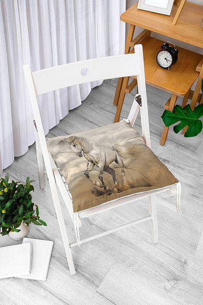 Realhomes Modern Horse Patterned Digital Printed Fluffy Chair Cushion