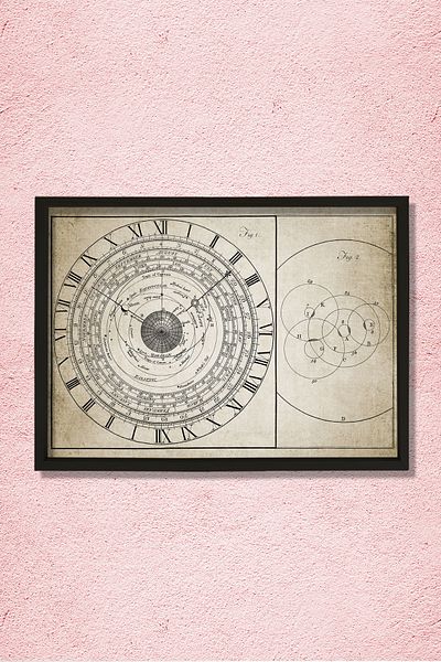 Dekor Loft Ceas de astrologie antică cu cadru de pin natural