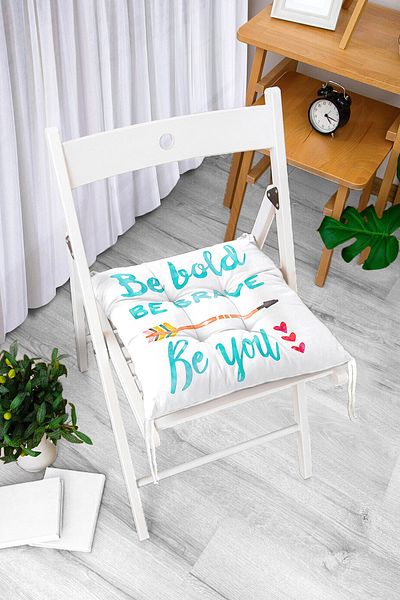 Realhomes Be Brave Modern Digital Printed Pouf Chair Cushion