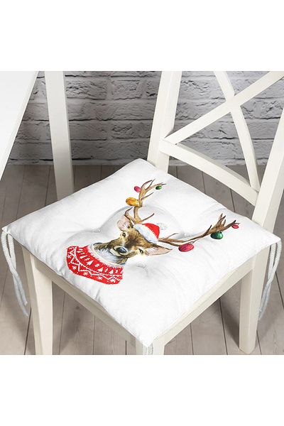 Realhomes Modern Deer Pattern Digital Printed Fluffy Chair Cushion
