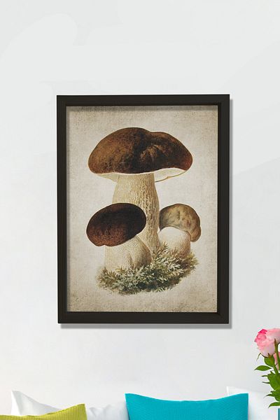 Dekor Loft Pictură murală în cadru de pin natural Ciupercă de pădure antică