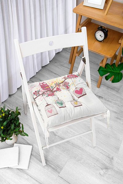 Realhomes Owl Patterned Digital Printed Fluffy Square Chair Cushion