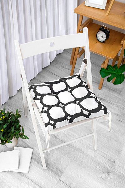 Realhomes Ring Patterned Digital Printed Modern Pouf Chair Cushion