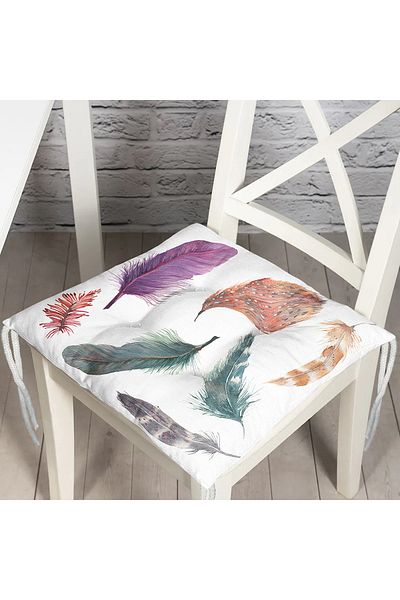 Realhomes Digital Printed Fluffy Square Chair Cushion with Feather Picture