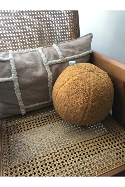 EACHTOME Teddy Ball Pillow Mustard Large Size 40cm