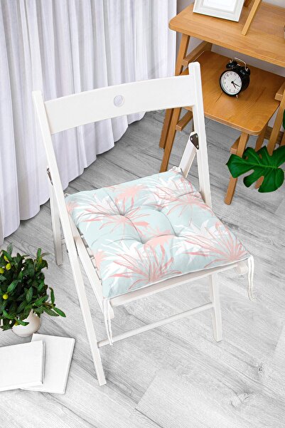Realhomes Pufasti jastuk za stolicu sa dizajnom belih i ružičastih listova na...