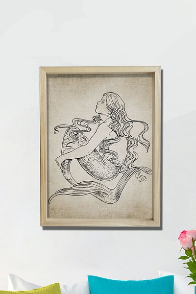 Dekor Loft Πίνακας τοίχου με φυσικό πεύκο Αντίκα Γοργόνα