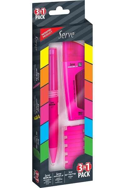 Serve Bold Double Steps Set of 3 Pink