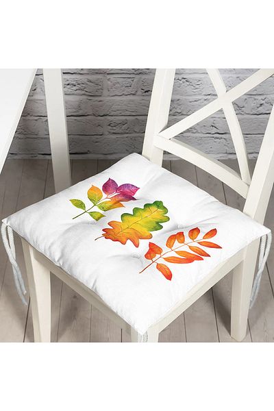 Realhomes Modern Colorful Leaf Patterned Digital Printed Fluffy Chair Cushion