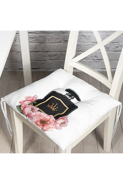 Realhomes Coco Perfume Designed Digital Printed 3D Fluffy Chair Cushion