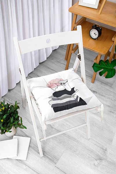 Realhomes Digital Printed Fluffy Chair Cushion with Rose Book and Coffee Design