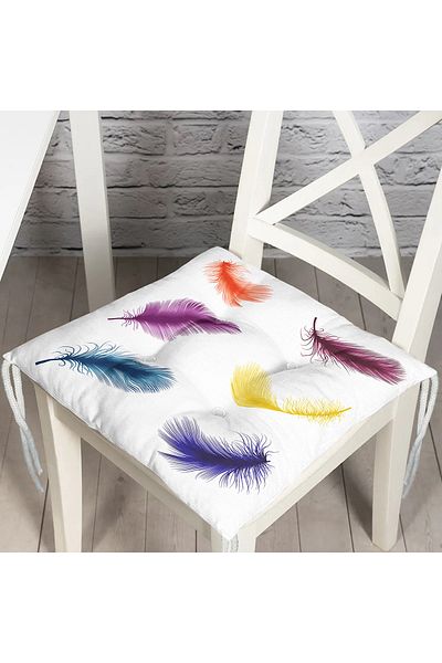 Realhomes Digital Printed Fluffy Square Chair Cushion with Feather Picture
