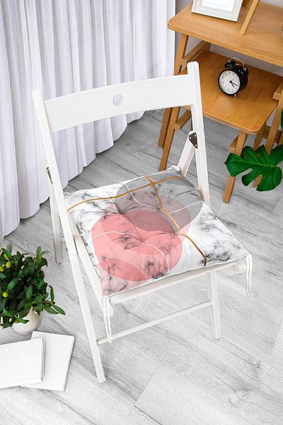 Realhomes Geometric Marble Patterned Digital Printed Fluffy Chair Cushion