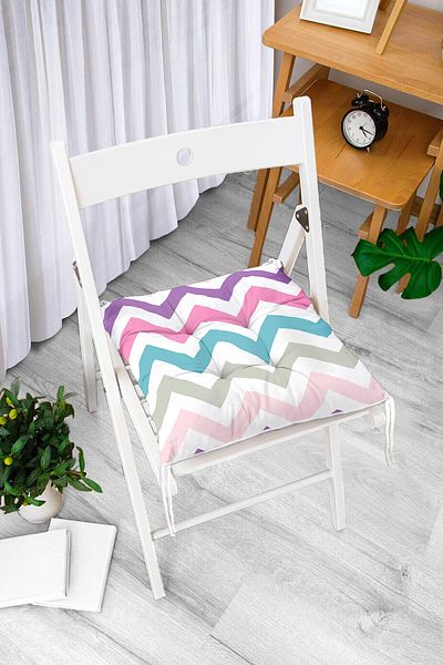Realhomes Zigzag Pattern Digital Printed Fluffy Square Chair Cushion