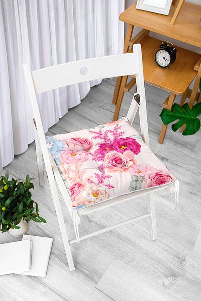 Realhomes Powder Flowers Themed Digital Printed Fluffy Chair Cushion