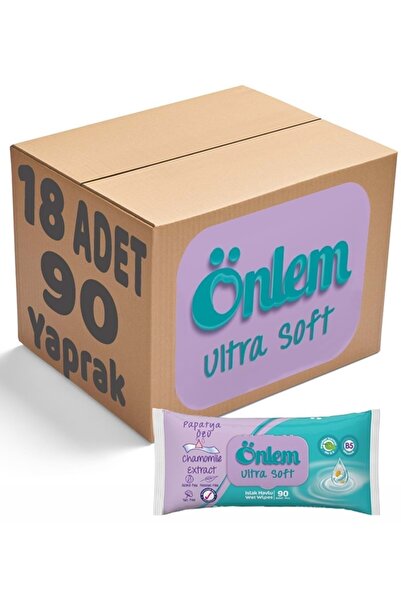 ÖNLEM Islak Havlu Mendil 90 Yaprak Papatya Özü (18 Li Set) Plastik Kapaklı 16...