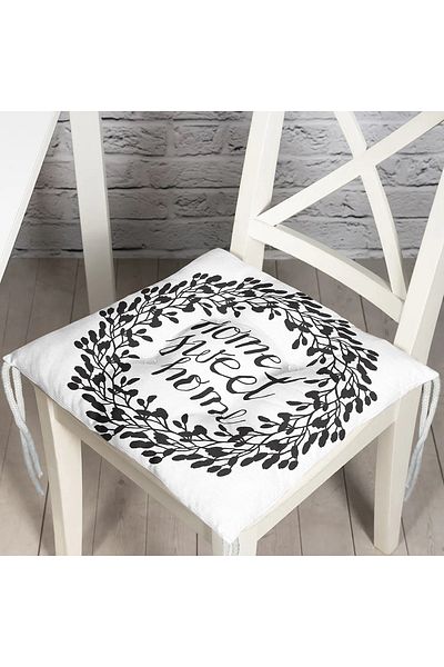 Realhomes Home Sweet Home Digital Printed Fluffy Square Chair Cushion