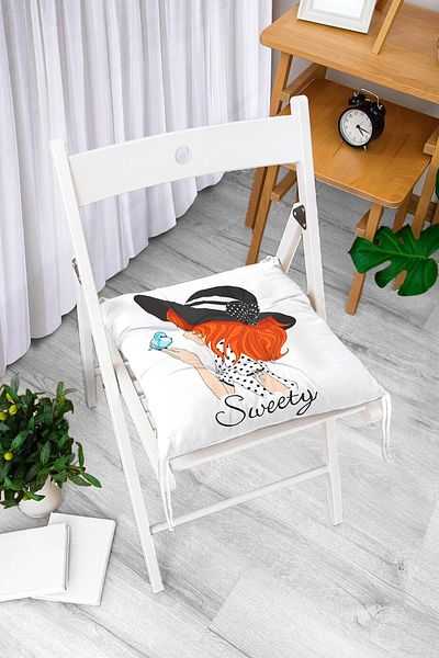 Realhomes Fashion Girl Digital Printed Μοντέρνο Αφράτο Μαξιλάρι Καρέκλας