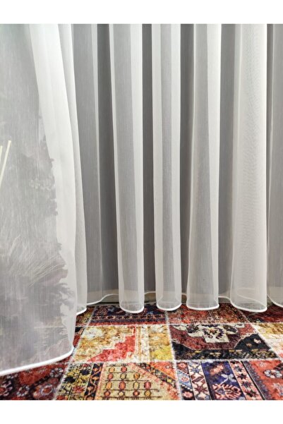 perhal perde ve halı Slub Rain Patterned Linen 1-2 Sparse Pleat Tulle Curtain