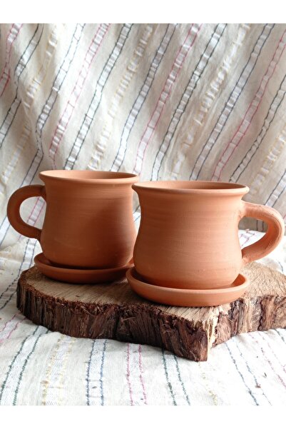 Comlekevi Toprak Saksı, Fincan Saksı, Iki Adet ,tabaklı