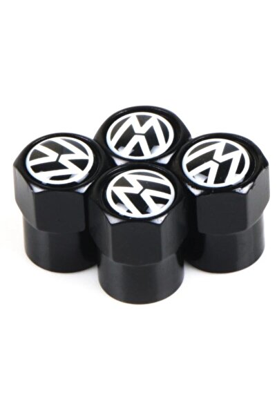 İKTUNING Volkswagen Logolu Metal 4 Adet Sibop Kapak (Siyah-beyaz)