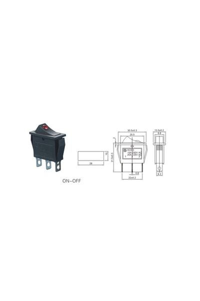 Site Hırdavat Ic-113a Red Single Narrow Point Illuminated Switch On/off Switch 3p