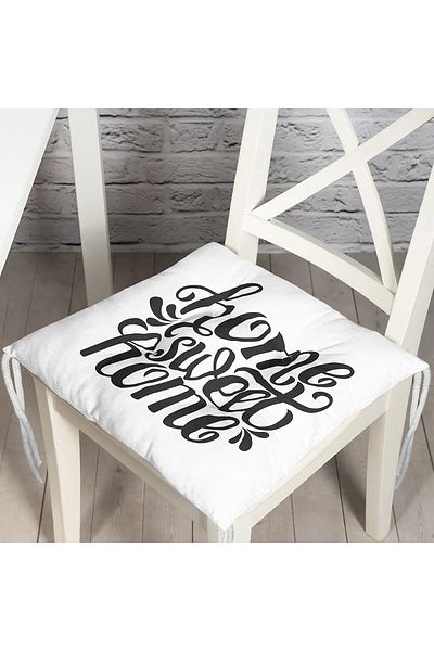Realhomes Home Sweet Home Digital Printed Fluffy Square Chair Cushion