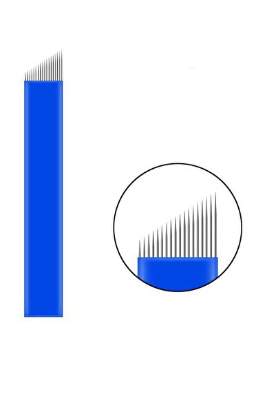 Loreen 16 Pin Microblading Iğnesi 16 Numara Iğne 0.20mm Mavi Blades 10 Adet