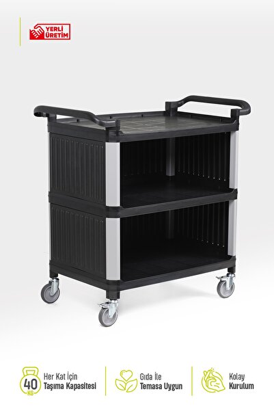 Makmed Servis Arabası 3 Katlı Kapalı Model