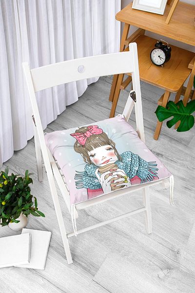 Realhomes Fashion Girl Digital Printed Modern Fluffy Chair Cushion