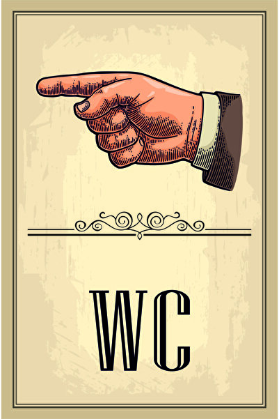 Minik Dükkan Πινακίδα WC Αριστερή Πλευρά Ρετρό Vintage Ξύλινη