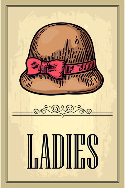 Minik Dükkan Placă de tablă WC pentru femei, afiș retro vintage din lemn