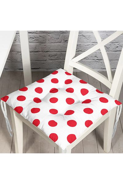 Realhomes Red Polka Dot Digital Printed Fluffy Square Chair Cushion