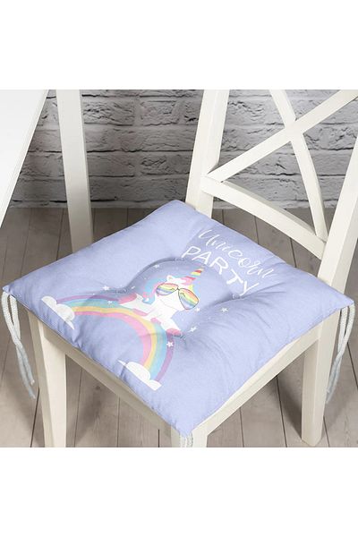 Realhomes Unicorn Design Blue Children's Chair - Room and Cushion