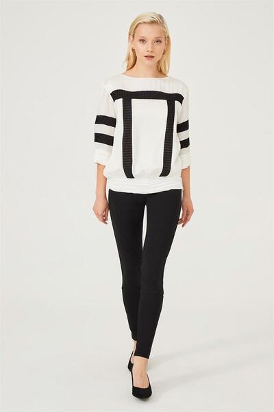 Trussardi Women's Black Stripe Detailed Blouse